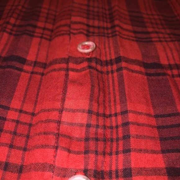 Woolrich Shirt Adult Large Red Black Button Up Shirt Sleeve Mens Flannel - Picture 5 of 9